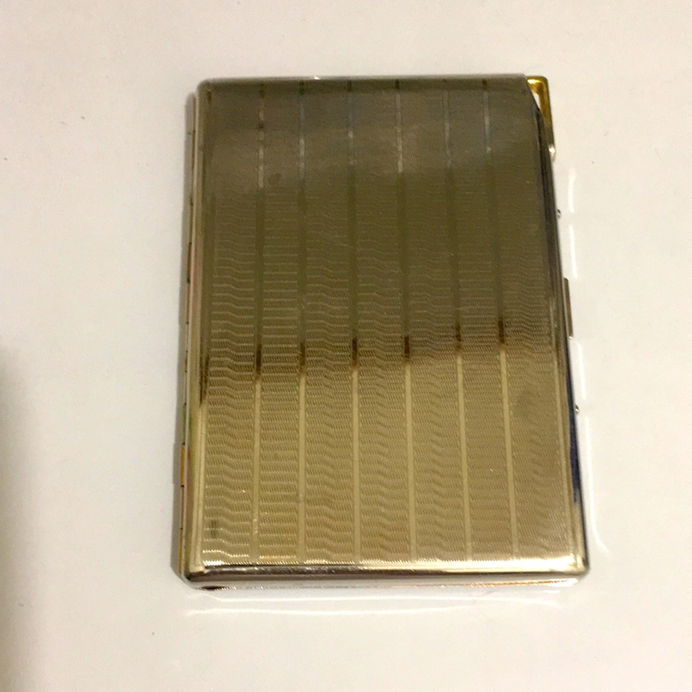 Colibri Lighter and Cigarette Case, Gold Tone w Mother of Pearl Setting, VTG - Picture 2 of 16